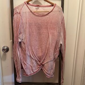 True Craft Pink Long Sleeve Knotted Tee